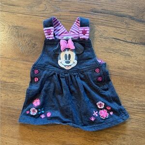 Disney Minnie Mouse Denim Overalls - Blue and Pink